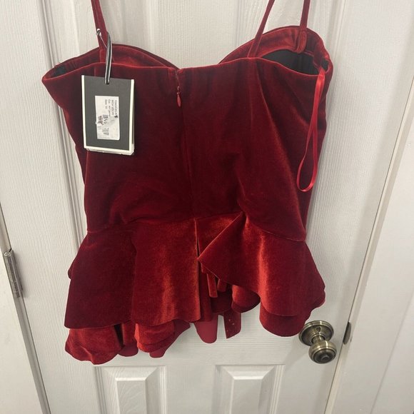 CHIARA BONI LA PETITE ROBE  Women's Moa Velvet Tank Top Garnet Italy! $595 - Picture 5 of 5